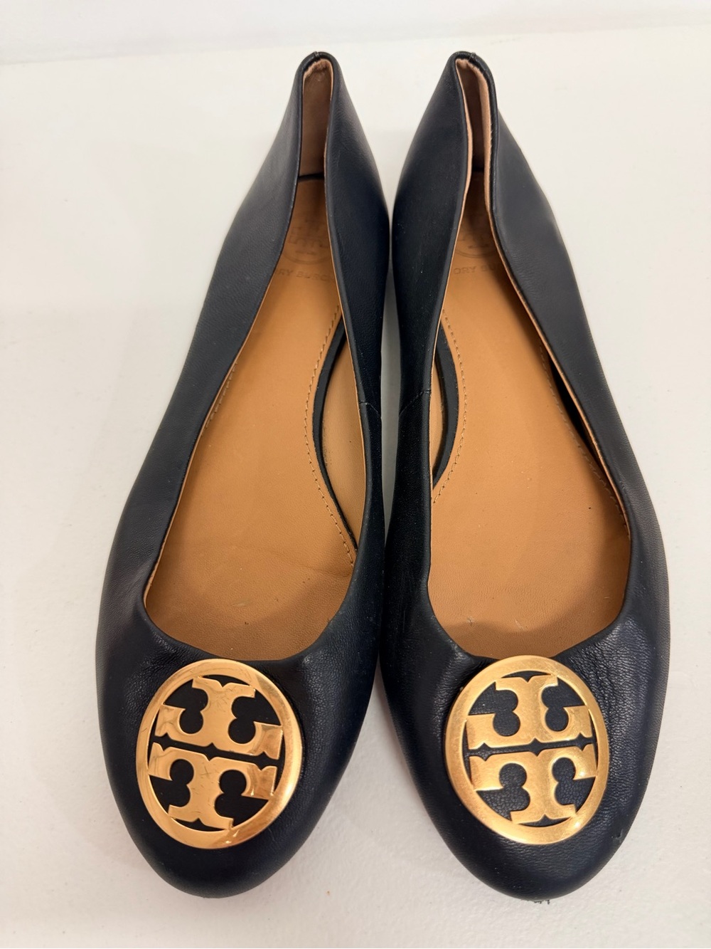 Tory Burch "Chelsea" Black Leather Ballet Flats